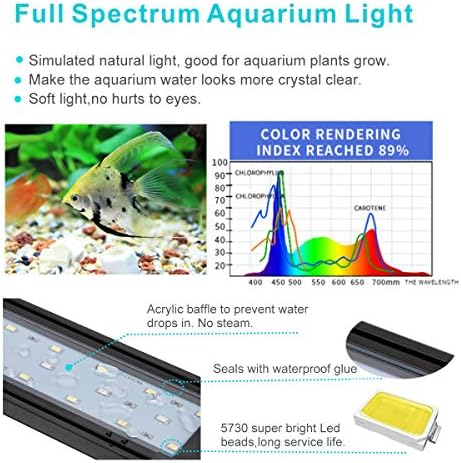 Hygger 14 W Tam Spektrum akvaryum ışık ile Alüminyum Alaşım Kabuk Uzatılabilir Parantez, Beyaz Mavi Kırmızı Led'ler, harici
