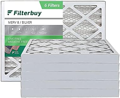Filterbuy 20x25x2 Hava Filtresi MERV 8, Pileli HVAC AC Fırın Filtreleri (6'lı Paket, Gümüş)