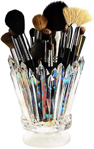 Ametist Kristal makyaj fırçası Tutucu, Glow Ve Parlaklık, Fırça ve kalemlik makyaj masası veya Ofis Organizatör Sabit Dekor
