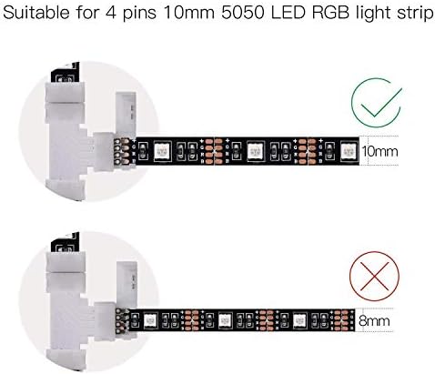 10-Pack L Şekli Konnektörler ve 10-Pack T Şekli Konnektörler, JACKYLED 10mm Geniş 4 Pin 3528/5050 SMD RGB LED Şerit ışıklar