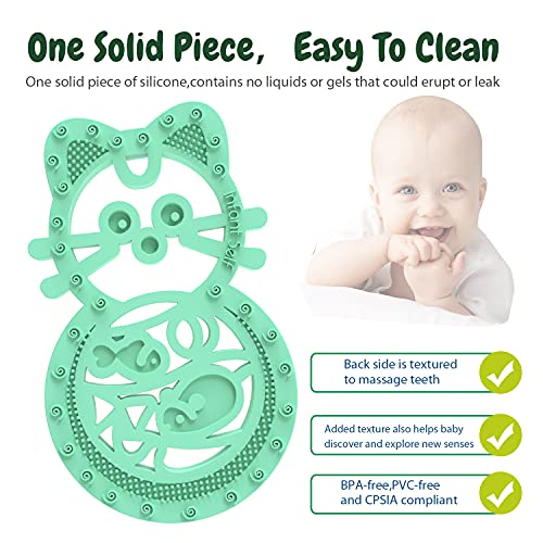 Bebek Kendini Bebek Diş Kaşıyıcı Silikon Büyük Boy diş çıkartma oyuncakları Yürümeye başlayan BPA Ücretsiz Sevimli (Yeşil)