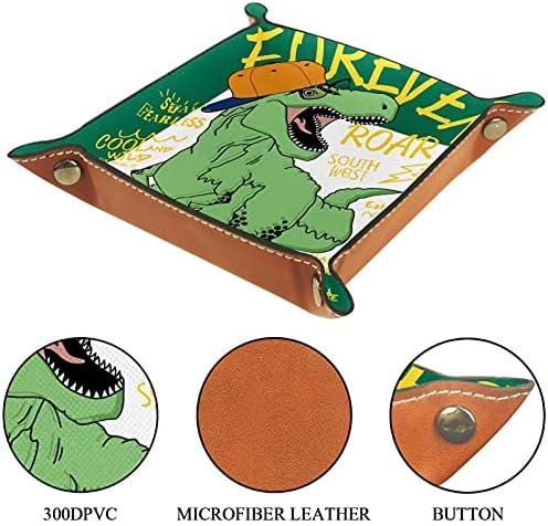 Yeşil T Rex Dinozor Pratik Mikrofiber Deri depolama Tepsisi-Ofis Masası Tepsi Başucu Caddy Depolama Organizatör cüzdan için
