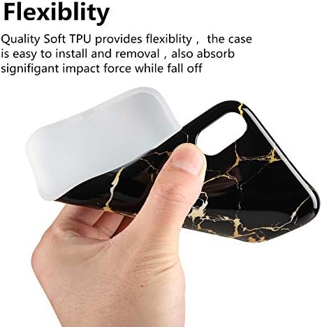 Siyah Mermer Altın Doku Tasarımı ıle Ince Esnek Yumuşak Silikon Tampon Jel TPU Kauçuk Parlak Cilt Kapak Telefon iphone için