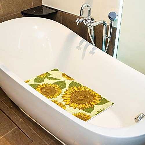 Sarı Ayçiçeği Yeşil Yaprakları ile Banyo Duş Mat Küvet Çocuk Mat (14.7x26. 9 inç) Vantuz ve Drenaj Delikleri ile Banyo Duşlar