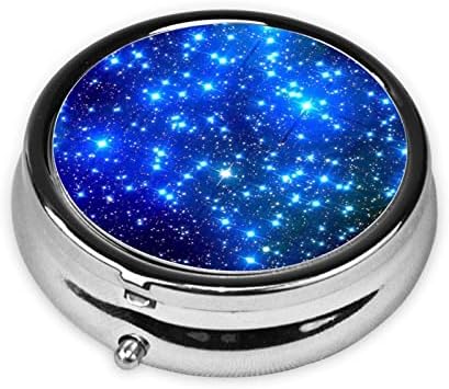 Yuvarlak Hap Kutusu, Mavi Parlayan Yıldız Hap Kutusu Üç Bölmeli Taşınabilir Seyahat Hap Kutusu