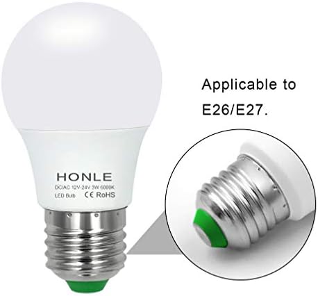 E26 LED Ampuller 3 W 12 V Alçak Gerilim Günışığı Beyaz 6000 K E27 Edison Standart Vida Bankası 25 W Eşdeğer Rv için, Kapalı