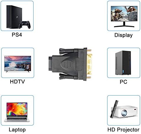 J & D DVI-HDMI Adaptörü (2 Paket), Altın Kaplama DVI (DVI D) Erkek-HDMI Dişi Dönüştürücü Adaptör, Çift Yönlü Destek 3D 4K ARK