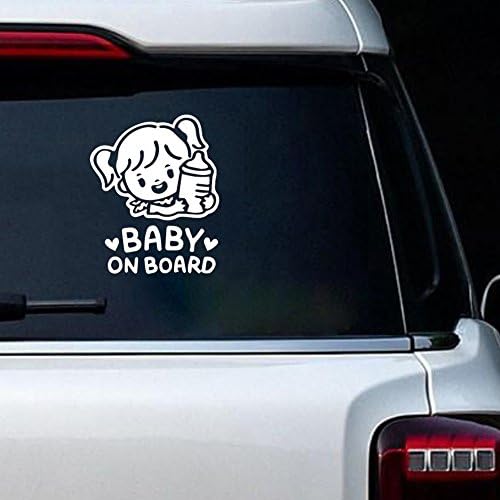 kaaka Bebek Gemide ve Küçük Kız ile Biberon-Araba Sticker - Karikatür Tarzı Kişisel ve Komik Desen Bebek Araba Hatırlatma Oto