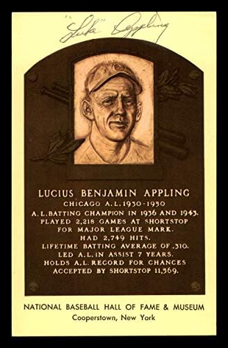 Luke Appling İmzalı HOF Plak Kartpostal Chicago White Sox SKU 190988-MLB Kesim İmzaları