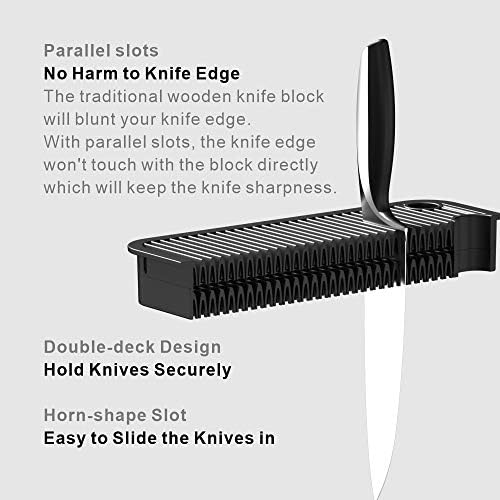 Evrensel XL Bıçak Bloğu Tutucusu-Kolay Temizlik için Ayırın-Makas ve Bileme Çubuğu için Ekstra Yuvalar-Açık Namlulu Güvenli,