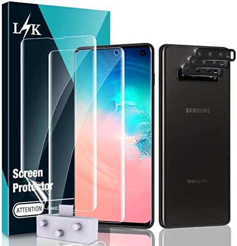 [2 + 3 Paket] LgK Samsung Galaxy S10 için Uyumlu, 2 Paket Esnek TPU Ekran Koruyucu ve 3 Paket Kamera Lens Koruyucu, Yeni Sürüm,