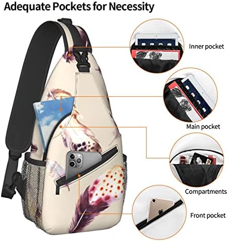 Tek kollu çanta Çapraz Göğüs Sırt Çantası FunQAQ Eğlence omuz sırt çantası Ayarlanabilir Dolgu Askısı ve Pastel Suluboya Tüyleri