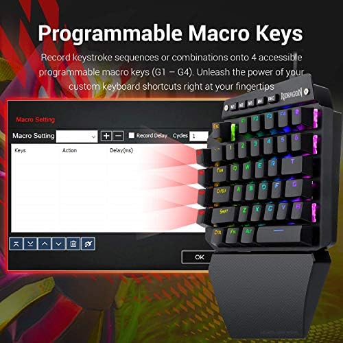 Redragon K583 Tek Elle RGB Arkadan Aydınlatmalı Mekanik Oyun Klavyesi Programlanabilir Tuşlarla 44 Tuşlu Gamepad IDA Makro