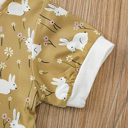 Noubeau Bebek Bebek Kız Paskalya Kıyafet Fırfır Bunny Kolsuz Romper Bodysuit Gaf Şort Bezi Kapak Yaz Giysileri