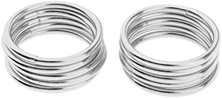 oshhnı 10 adet Kaynaklı Demir Metal Yüzükler Makrome Hoop Döngü Craft-Gümüş