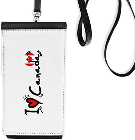 Kanada kelime bayrak kalp telefon cüzdan çanta asılı cep kılıfı siyah cep seviyorum