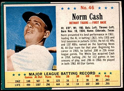 1963 Sonrası Tahıl 46 Norm Nakit Detroit Tigers (Beyzbol Kartı) ESKİ / MT Tigers