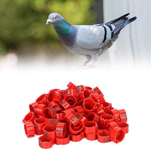 Raguso Kümes Bacak, 100 Pcs Kuş Klip 001-100 Numaralı Plastik Kullanımlık Güvercinler Ayak Papağanlar için( 12mm kırmızı ile