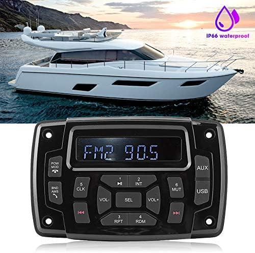 Qiilu MP3 çalar, 12V IP66 su geçirmez MP3 çalar Bluetooth FM AM Stereo alıcı deniz tekne için