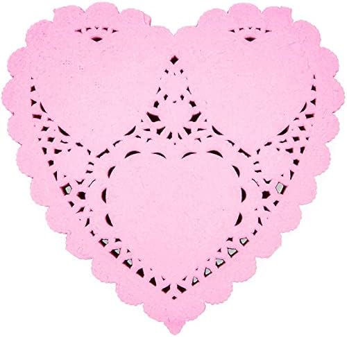 Düğün, Sevgililer Dekorasyon için Mini Kağıt Kalp Dantel Doilies (3 Renk, 600 Paket)