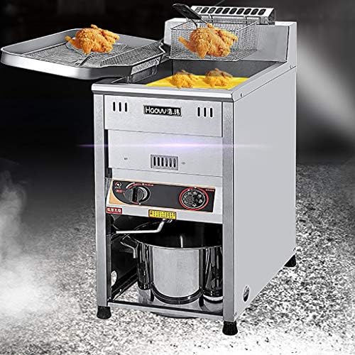 Ticari Fritöz 30L Büyük Kapasiteli Dikey Sabit Sıcaklık Gaz Fritöz Patates Kızartması Tavuk Pirzola Makinesi
