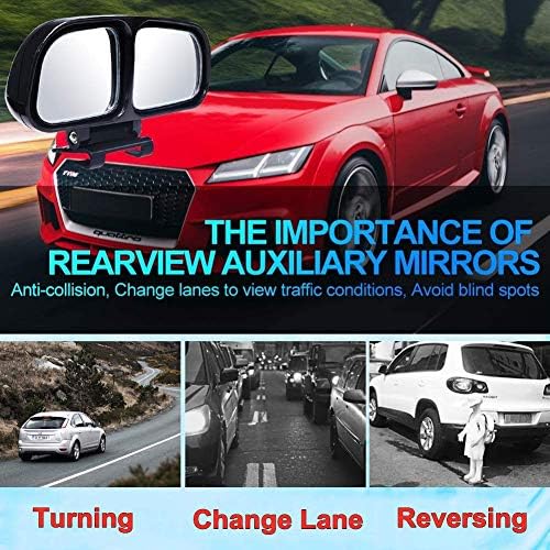 YnGıa Kör Nokta Aynası, Çift Cam Ayarlanabilir Dikiz Kör Nokta Aynası Araba Yardımcı Geniş Açılı Aynalar Çoğu Otomobil Kamyon