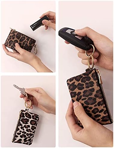 Heesch 2 Paket Mini bozuk para cüzdanı Leopar Değişim Çanta Küçük fermuarlı çanta Cüzdan Kadınlar için