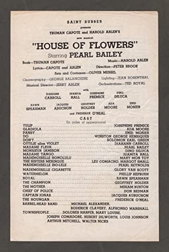 İnci Bailey ÇİÇEK EVİ Diahann Carroll / Juanita Salonu / Geoffrey Holder/Harold Arlen / Truman Capote 1954 Deneme Borda (Playbill)