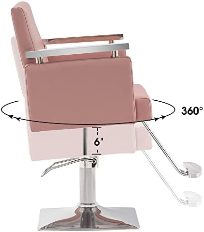 BerberPub Klasik Hidrolik berber koltuğu Şekillendirici salon sandalyesi Saç Stilisti Güzellik Spa Ekipmanları 8808 (Pembe)