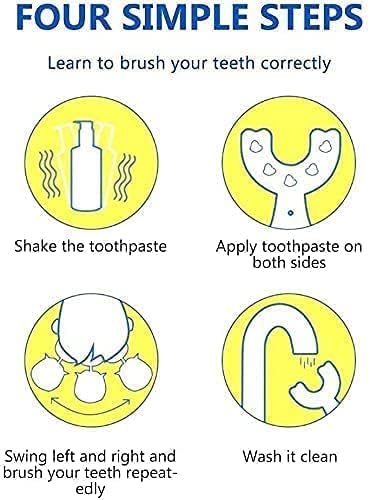 2 U-Şekilli diş fırçaları için Çocuk Manuel Eğitim Diş Fırçası ile Masaj Diş Fırçası Tam Ağız Diş Fırçası Kolu ile 2-6 Yaş