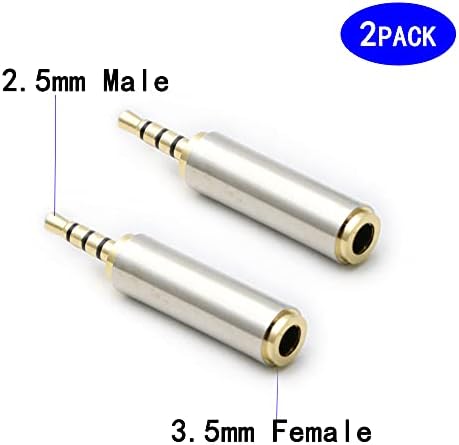 RGzhıhuıfz 3.5 mm Kadın 2.5 mm Erkek Ses Adaptörü Dönüştürücü Kulaklık 2.5 mm için 3.5 mm 3 Halka Jack Stereo veya Mono 2 Paketi