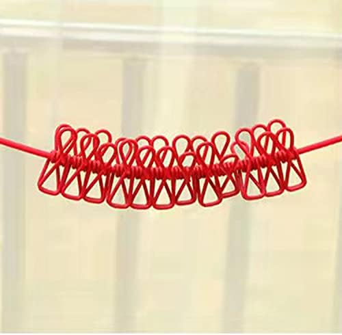 Açık ve Kapalı Kullanım için 12 adet Clothespins Seyahat Gadget'ları ile Taşınabilir Elastik Seyahat Clothesline (Kırmızı)