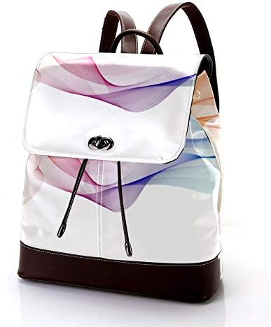 Kadınlar için deri sırt çantası renkli şerit bayanlar omuz çantası seyahat rahat sırt çantası