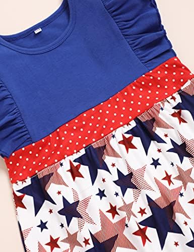 ıtkıdboy 4th Temmuz Toddler Bebek Kız Giysileri Amerikan Bayrağı Yıldız Çizgili Kolsuz Askı Elbise Fırfır Etek Kıyafetler