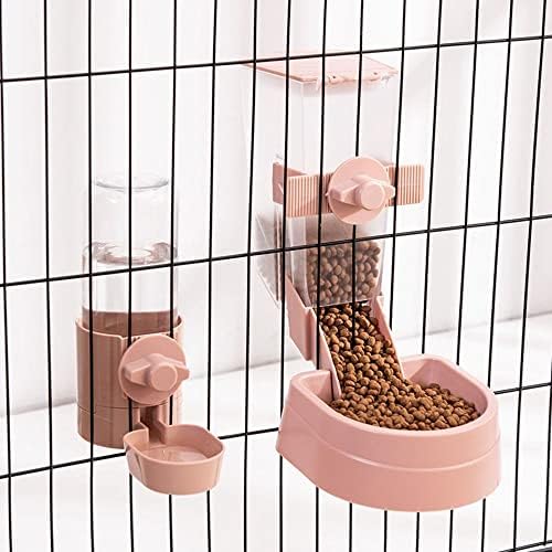 JİUER Asılı Pet Gıda Dağıtıcı, otomatik Besleyici Tiryakisi Kafes evcil hayvan kaseleri Yavru Kediler Tavşan(2 adet,Pembe)