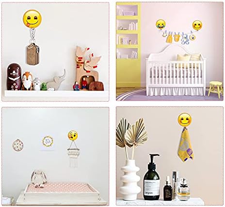 MORCART Emoji Duvar Kancaları, Kendinden Yapışkanlı Askılar Paslanmaz Çelik, Mutfak için Dekoratif, Çocuk Yatak Odası, Banyo,