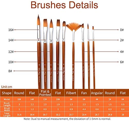 Aibesy 9 adet Profesyonel Boya fırçaları Seti Çok Amaçlı Boya Fırçası Naylon Saç Ahşap Saplı Akrilik Yağ Suluboya Guaj Boyama