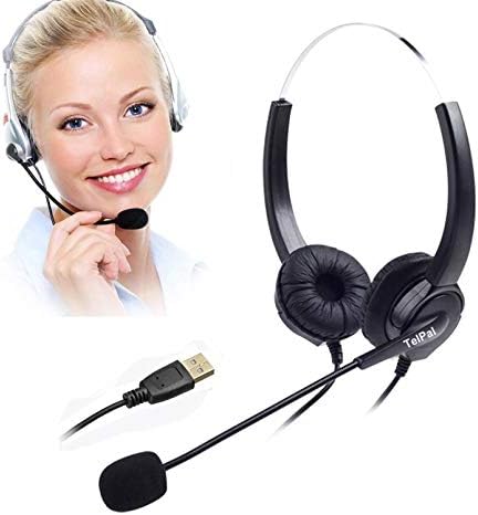 TelPal USB bilgisayar kulaklığı Eller Serbest Çağrı Merkezi Gürültü Iptal Kablolu Binoral Kulaklık mikrofonlu kulaklık Mikrofon,