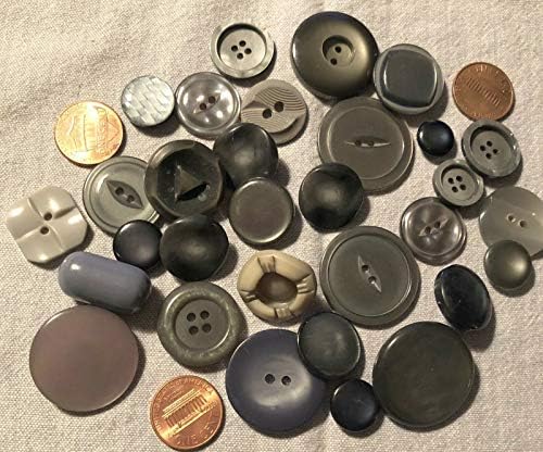 NP-Karışık Lot 31 Retro Gri ve Gümüş Gri Plastik Düğmeler Shank Sew-Through 9255-WHM-Düğmeler için Ev El Sanatları, Dikiş ve
