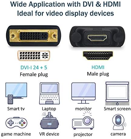 Bir ADWİTS [2 Packs] HDMI DVI-I Adaptörü HDMI Erkek DVI 24 + 5 Kadın Dönüştürücü Iki Yönlü Video Iletim Istikrarlı Bağlantı