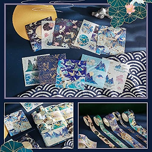 Altın Folyo Washi Bant Etiket Seti-Sevimli Çiçek maskeleme Bandı Vintage Dekoratif Yapışkan Bant Sanat Zanaat Kırtasiye-20