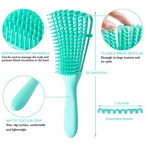 2 Paket dolaşık açıcı fırça için ıslak kuru kıvırcık kalın doğal uzun saç için saç dokulu 3a için 4c Anti statik saç şekillendirici