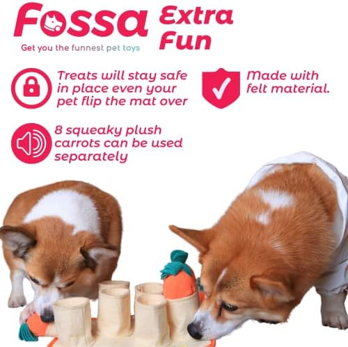 FOSSA Köpek Snuffle Mat, 8 Havuç Peluş Tedavi Bulmaca Oyuncaklar ile Pet Gıda Besleme Mat