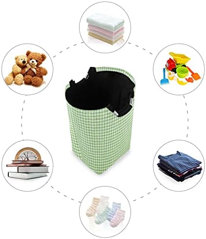 xigua Büyük çamaşır sepeti Yeşil Kontrol Katlanabilir Giysi Sepet, su geçirmez Kreş Depolama Bin Kolu ile Giyim Sepetleri için