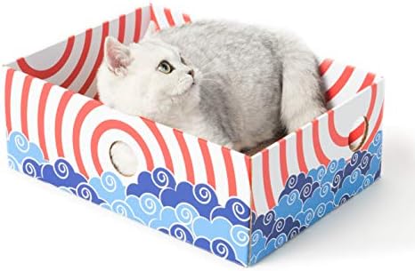 Conlun Kedi Tırmalama Pedi ile Kedi Tırmalama Kutusu - Taşınabilir 3 Katmanlı Oluklu Mukavva Şezlong Ağır Hizmet Tipi Çift