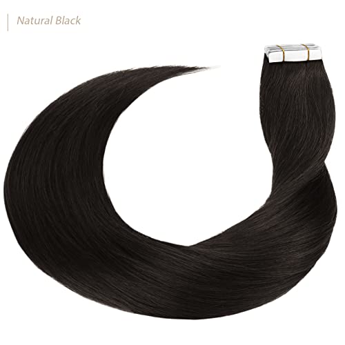 BARSDAR Bant saç ekleme, 100 % İnsan Saç Uzatma Dikişsiz Bant ile 20 pcs 22in Doğal Siyah Doğal saç ekleme için Kadın/Kız