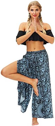 GOODTRADE8 Pantolon Kadınlar için Rahat Gevşek Yoga Pantolon Baggy Boho Rahat Tulum Harem Pantolon