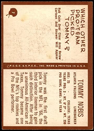 1967 Philadelphia 7 Tommy Nobis Atlanta Şahinleri (Futbol Kartı) ESKİ / MT Şahinleri