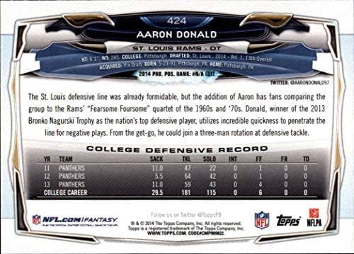 Aaron Donald 2014 Topps Nane Çaylak Kartı 424 Bu Los Angeles Rams Yıldızını Mavi Formasıyla Resmediyor