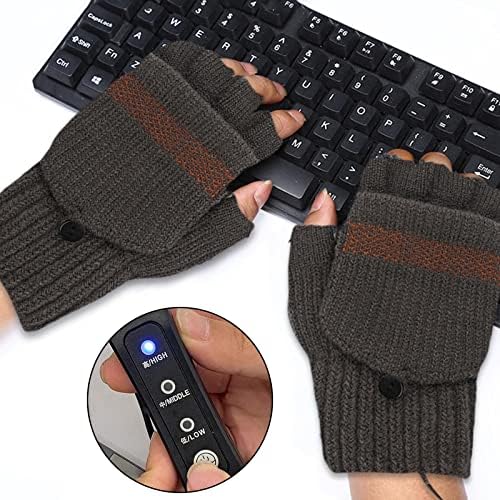 Newmınd USB ısıtma eldiven Parmaksız Mitten Sıcak Ayarlanabilir Sıcaklık el ısıtıcı Noel Erkekler için-ayarlamak Sıcaklık,